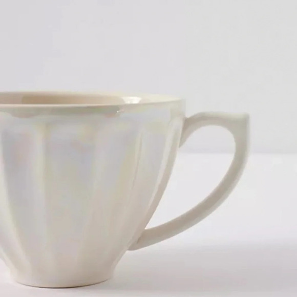 Anthropologie White  Lustered Latte Mug - Picture 2 of 2